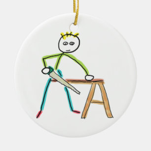 Carpentry Stickman Ceramic Tree Decoration