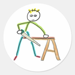 Carpentry Stickman Classic Round Sticker