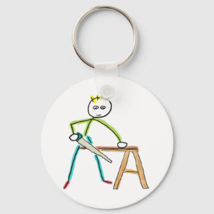 Carpentry Stickman Key Ring