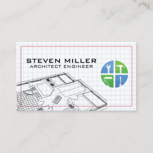 Carpentry Tools   Architect Logo   Grid Lines Business Card