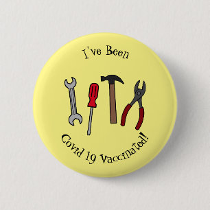 Carpentry tools cartoon illustration 6 cm round badge