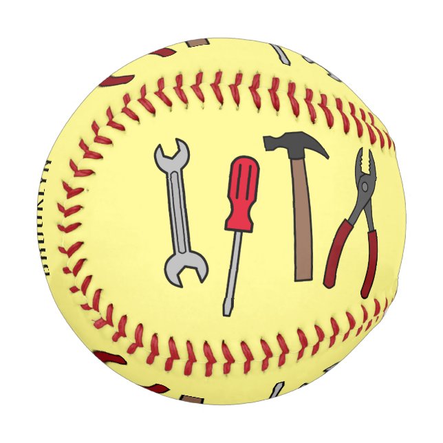 Carpentry tools cartoon illustration  baseball (Front Left)
