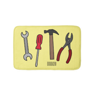 Carpentry tools cartoon illustration bath mat