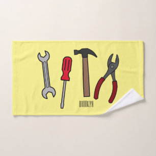 Carpentry tools cartoon illustration bath towel set