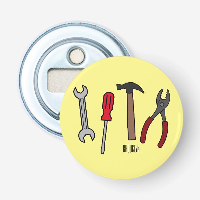 Carpentry tools cartoon illustration  bottle opener (Front)