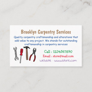 Carpentry tools cartoon illustration  business card