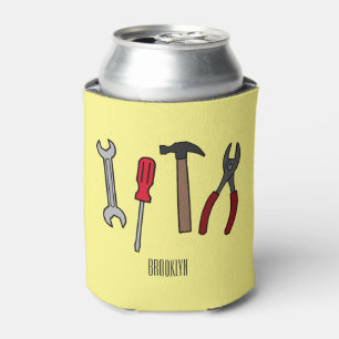 Carpentry tools cartoon illustration can cooler