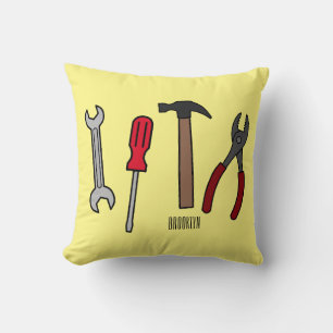 Carpentry tools cartoon illustration  cushion