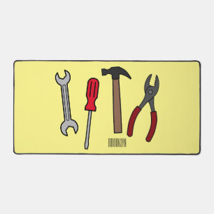 Carpentry tools cartoon illustration desk mat