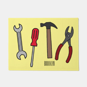 Carpentry tools cartoon illustration  doormat