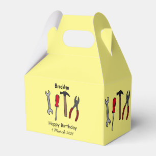 Carpentry tools cartoon illustration favour box
