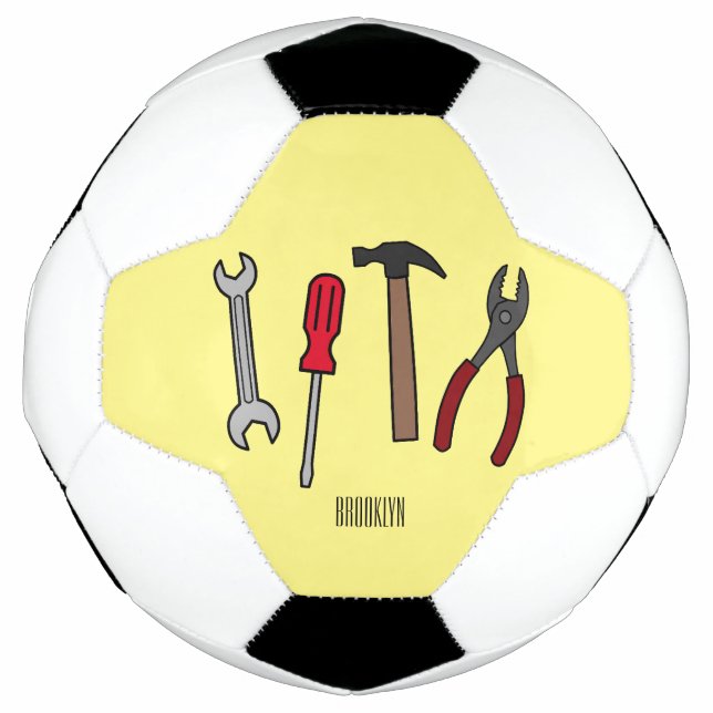 Carpentry tools cartoon illustration  football (Front)