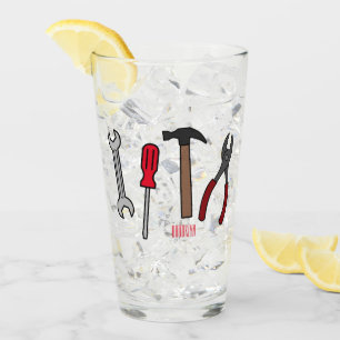 Carpentry tools cartoon illustration glass