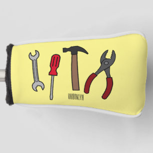 Carpentry tools cartoon illustration golf head cover