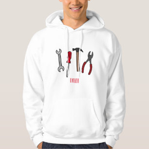 Carpentry tools cartoon illustration  hoodie