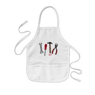 Carpentry tools cartoon illustration  kids apron