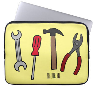 Carpentry tools cartoon illustration laptop sleeve