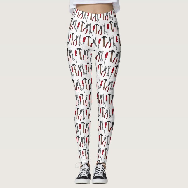 Carpentry tools cartoon illustration  leggings (Front)