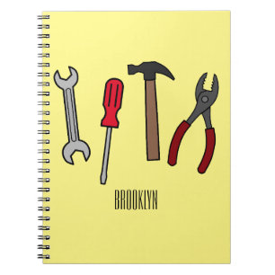 Carpentry tools cartoon illustration notebook