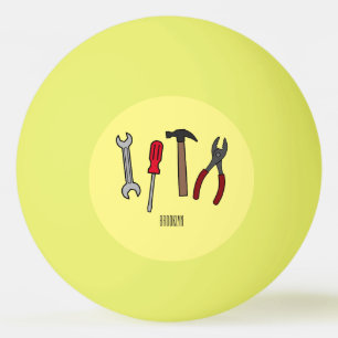 Carpentry tools cartoon illustration ping pong ball