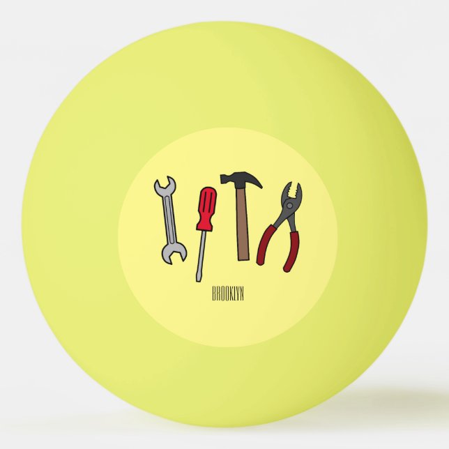 Carpentry tools cartoon illustration  ping pong ball (Front)
