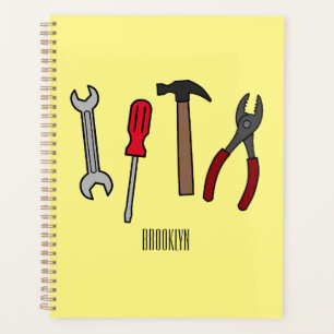 Carpentry tools cartoon illustration planner
