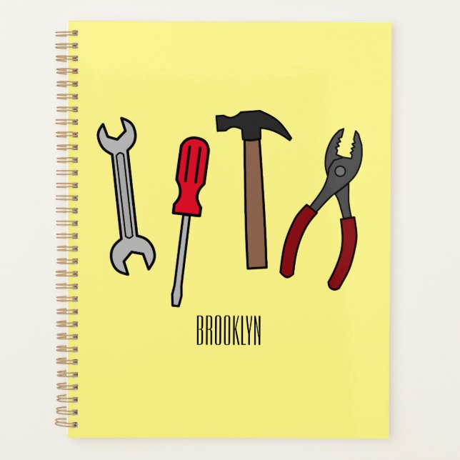 Carpentry tools cartoon illustration  planner (Front)