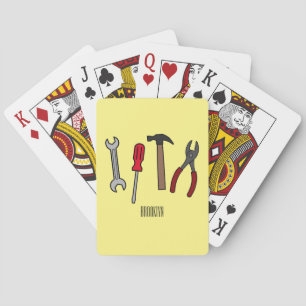 Carpentry tools cartoon illustration playing cards