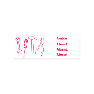 Carpentry tools cartoon illustration self-inking stamp