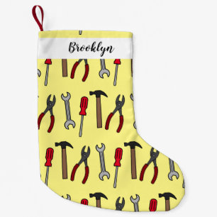 Carpentry tools cartoon illustration small christmas stocking