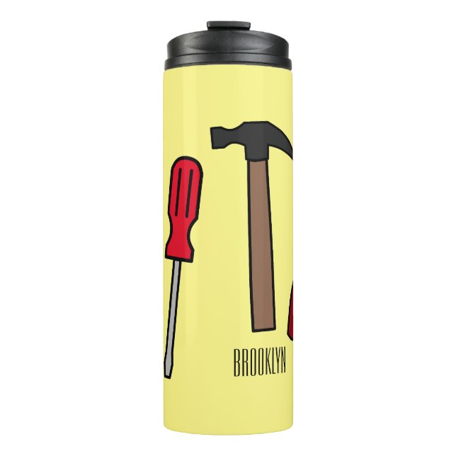 Carpentry tools cartoon illustration  thermal tumbler (Front)