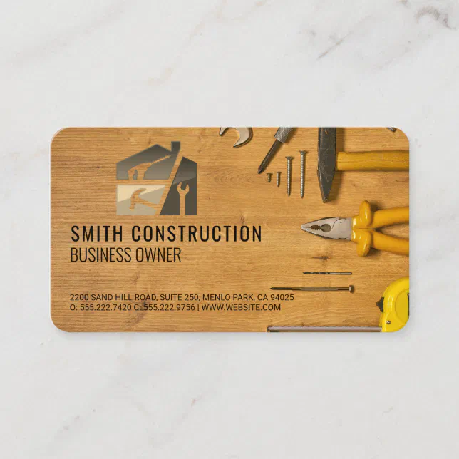 Carpentry Tools | Construction Logo Business Card | Zazzle
