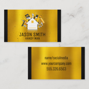 Carpentry Tools Gold Metal Black Trim Business Card