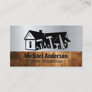 Carpentry Tools Home Logo   Wood Trim Business Card