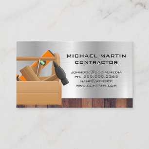 Carpentry Tools Wood and Metallic Business Card