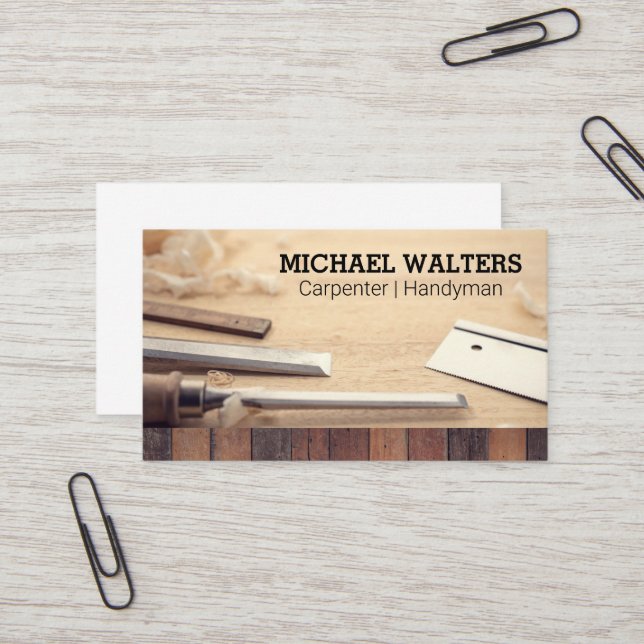 Carpentry Tools | Wood | Handyman Business Card (Front/Back In Situ)