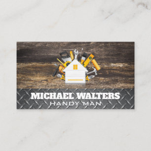 Carpentry Tools   Wooden Boards Steel Business Card