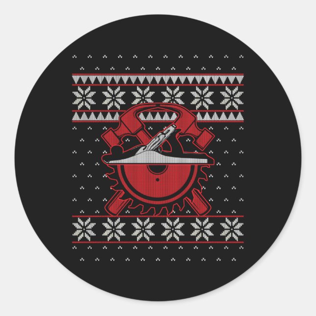Carpentry Tools Woodworker Carpenter Ugly Classic Round Sticker (Front)