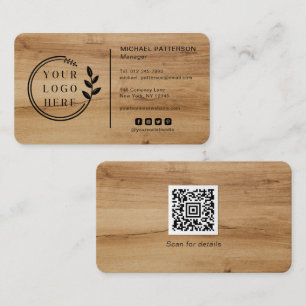 Carpentry Wood Logo Social Media QR Code Business Card