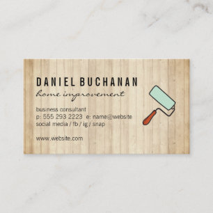 Carpentry Wood Paint Roller Business Card