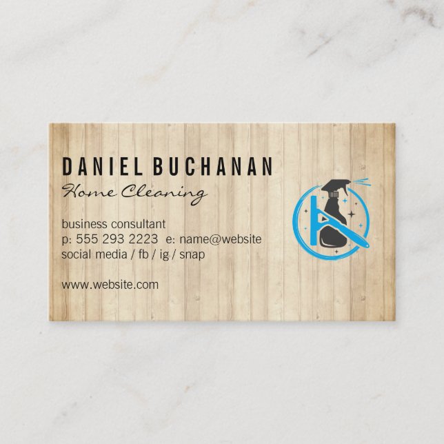 Carpentry Wood | Squeegee Spray Bottle Business Card (Front)