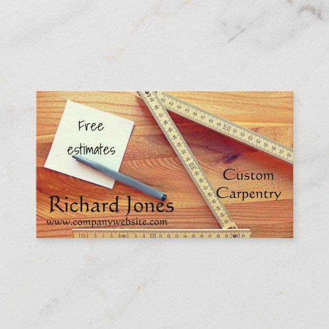 Carpentry, Wood Working and Kitchen Fitter Business Card (Front)