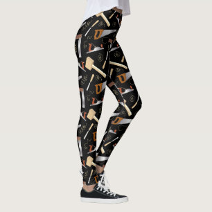 Carpentry Woodworking Tools Pattern Leggings