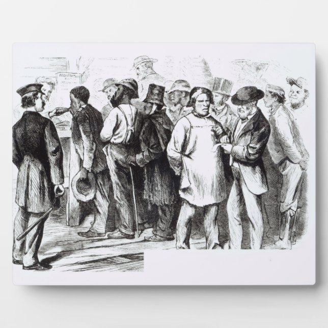 Carpet Baggers, late 1860s (engraving) (b/w photo) Plaque (Front)