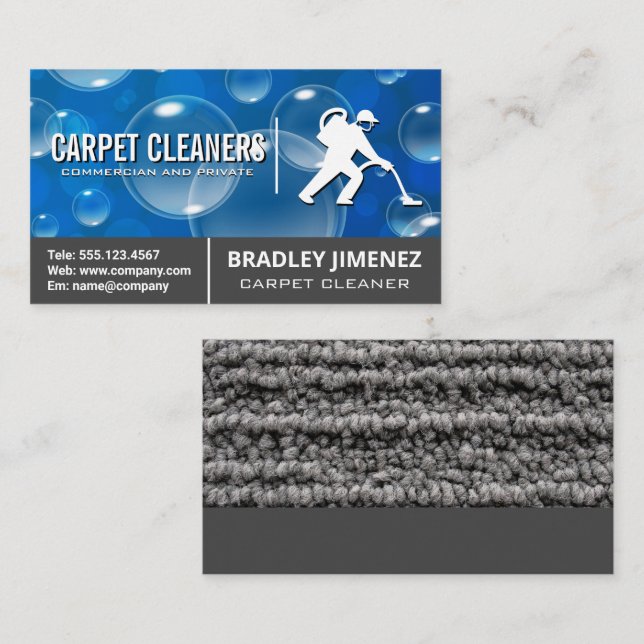 Carpet Cleaner | Carpet Rug | Soap Bubbles Business Card (Front/Back)