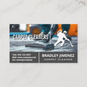 Carpet Cleaner Scrubbing Rug Business Card