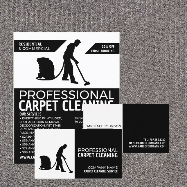 Carpet Cleaner Silhouette, Carpet Cleaning Service Business Card (Creator Uploaded)