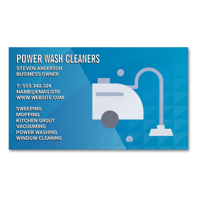 Carpet Cleaning | Steam Vacuum Magnetic Business Card (Front)
