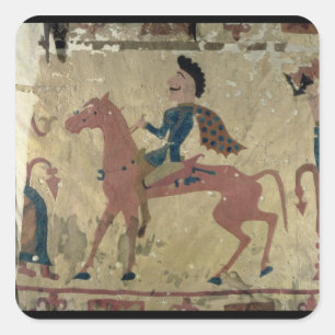 Carpet depicting a mounted warrior square sticker