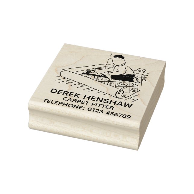 Carpet Fitter Fitting a Carpet Rubber Stamp (Stamp)